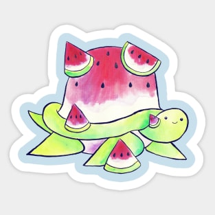 Watermelon Turtle Watercolor Sticker